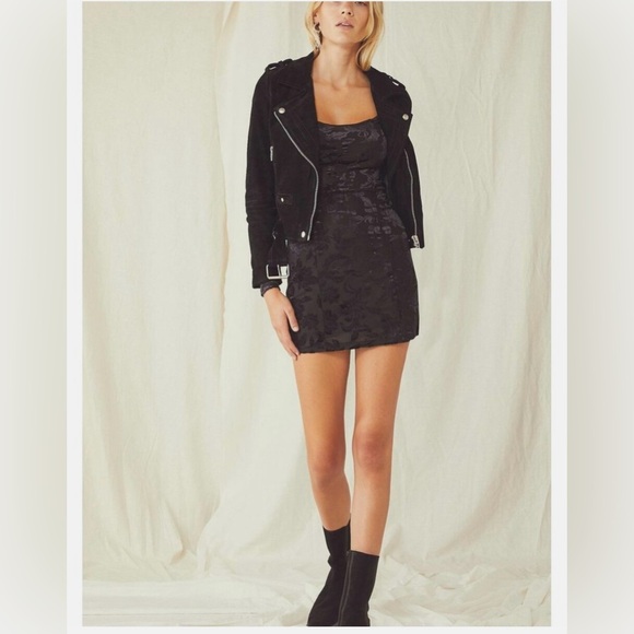 Intimately Free People Black Velvet Burnout Mini Dress Long Sleeve". Size Small - Picture 1 of 9